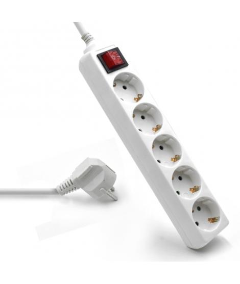 Ewent Regleta de Energia- 5 Enchufes - Version Schuko -16A con Interruptor de Encendido/Apagado - Color Blanco