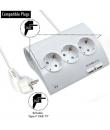 Ewent Regleta de Energia - 5 enchufes - Version Schuko - 16A - 2 Puertos USB - Cable de 1.5m - Color Blanco