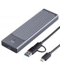 Ewent Caja Externa USB 3.2 USB-C - SSD, Cable USB C-C y USB C-A - Color Negro