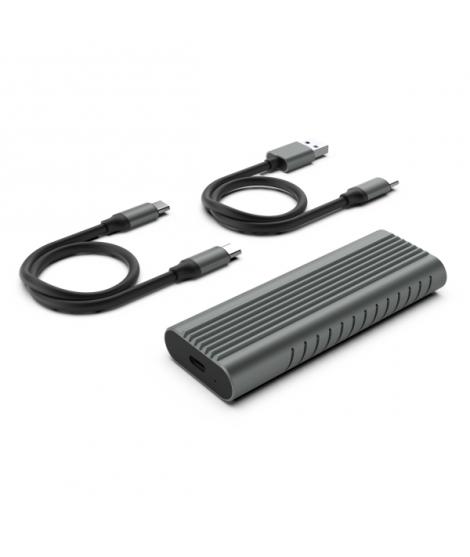 Ewent Caja Externa USB 3.2 - USB-C SSD sin Tornillos - Cable USB C-C y USB C-A - Color Gris