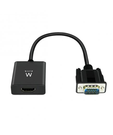 Ewent EW9866 Convertidor VGA a HDMI con Audio - Resolucion Maxima de 1920 x 1200 pixeles - No Drivers - Color Negro