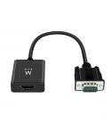 Ewent EW9866 Convertidor VGA a HDMI con Audio - Resolucion Maxima de 1920 x 1200 pixeles - No Drivers - Color Negro