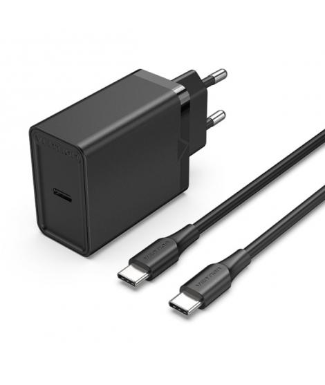Vention Cargador de Pared USB-C 25W - Cable USB-C 1m - PD3.0 - Color Negro