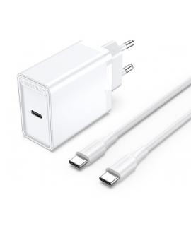 Vention Cargador de Pared USB-C 25W - Cable USB-C 1m - PD3.0 - Color Blanco