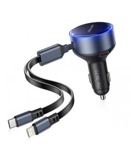 Vention Cargador de Coche 30W - USB-C Macho, USB-C Hembra, Lightning - Carga Rápida - Color Negro