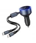Vention Cargador de Coche 30W - USB-C Macho, USB-C Hembra, Lightning - Carga Rápida - Color Negro