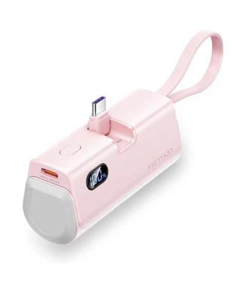 Vention PowerBank 4800mAh - USB-C - Carga Rapida 22.5W - Conector Plegable - Color Rosa