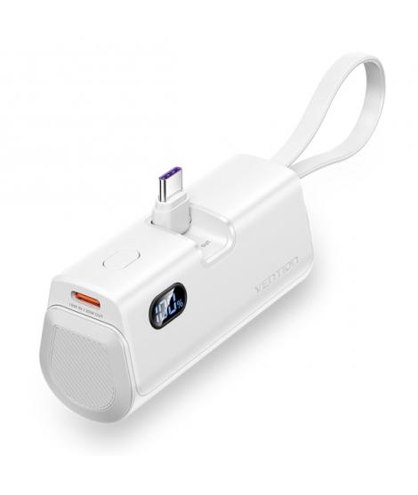 Vention PowerBank 4800mAh - USB-C - Carga Rapida 22.5W - Conector Plegable - Color Blanco