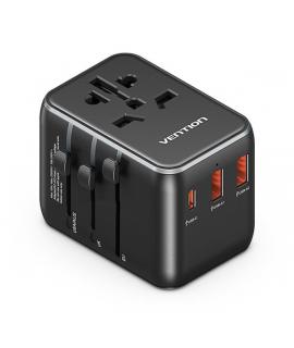 Vention Cargador de Viaje Universal - 1xUSB-C, 2xUSB - 20W - Color Negro