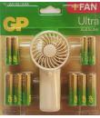 GP Ultra Alcalina Pack de 12 Pilas AAA + 12 Pilas AA + Ventilador de Mano de Regalo