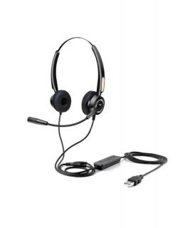 Urban Factory Movee Auriculares Supraaurales de Diadema - Mando a Distancia - Conexion USB-A Plug & Play - Color Negro