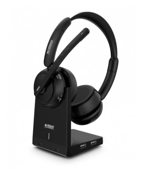 Urban Factory Movee Max Auriculares Bluetooth 5.2 - Reduccion Activa de Ruido - Soporte de Carga - Microfono con Reduccion de Ru