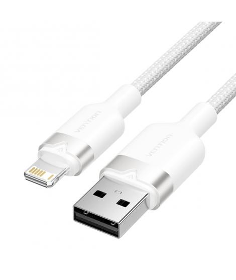 Vention Cable USB-A a Lightning 2.4A - 1m - Trenzado - Color Blanco