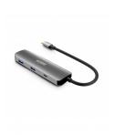 Urban Factory Hubee HUB 4 en 1- USB-C Macho - USB-A/USB-C/HDMI Hembra - 100W PD - Color Gris Metal