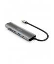 Urban Factory Hubee HUB 6 en 1 - USB-C Macho - USB-A/HDMI/USB-C/SD/MSD Hembra - 100W PD - Color Gris Metal