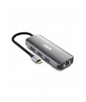Urban Factory Hubee HUB 7 en 1 - USB-C Macho - USB-A/HDMI/RJ45/USB-C Hembra - 100W PD - Color Gris Metal