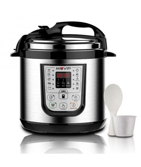 Muvip Olla a Presion Electrica - 6 Litros - 15 Programas Disponibles - 1000W - Display LED - Acero Inoxidable - Totalmente Desmo