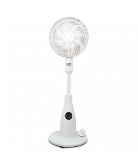 Muvip Ventilador de Pie 80W 8 Aspas - 7 Velocidades - Nebulizador - Funcion de Oscilacion - Luz LED - Color Blanco