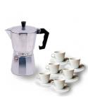 Muvip MV0601 Cafetera de Aluminio - Capacidad 6 Tazas - Mango Ergonomico - Antiadherente - Apta para Placas Electricas, Vitrocer