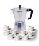 Muvip MV0602 Cafetera de Aluminio - Capacidad 9 Tazas - Mango Ergonomico - Antiadherente - Apta para Placas Electricas, Vitrocer