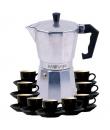 Muvip MV0605 Cafetera de Aluminio - Capacidad 9 Tazas - Mango de Baquelita Termoresistente Ergonomico - Apta para Placas Electri