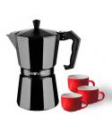 Muvip MV0606 Cafetera de Aluminio - Capacidad 3 Tazas - Mango Ergonomico - Antiadherente - Apta para Placas Electricas, Vitrocer