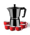 Muvip MV0607 Cafetera de Aluminio - Capacidad 6 Tazas - Mango Ergonomico - Antiadherente - Apta para Placas Electricas, Vitrocer
