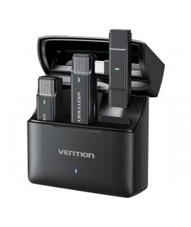 Vention Levalier Microfono Clip Inalambrico USB-C - Cancelacion de Ruido Avanzada - Bateria 30h - Rango 300m - Color Negro