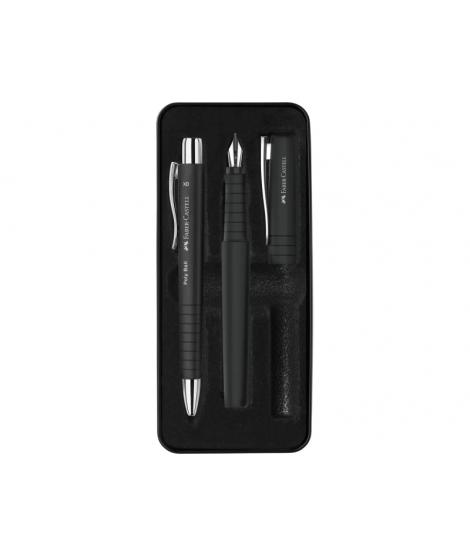 Faber-Castell Poly Pack de Boligrafo Poly Ball y Pluma Estilografica Poly Pen con Plumin B - Clip de Metal - Color Negro