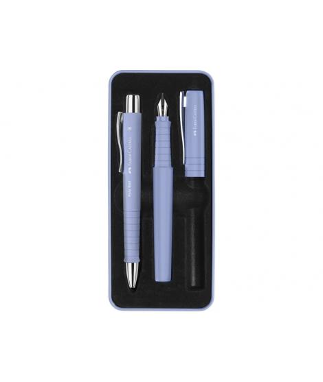 Faber-Castell Poly Pack de Boligrafo Poly Ball y Pluma Estilografica Poly Pen con Plumin B - Clip de Metal - Color Azul Claro