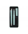 Faber-Castell Poly Pack de Boligrafo Poly Ball y Pluma Estilografica Poly Pen con Plumin B - Clip de Metal - Color Verde Claro