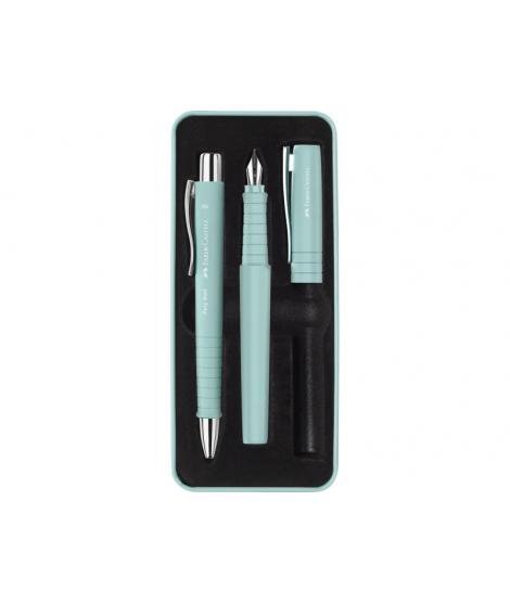 Faber-Castell Poly Pack de Boligrafo Poly Ball y Pluma Estilografica Poly Pen con Plumin B - Clip de Metal - Color Verde Claro