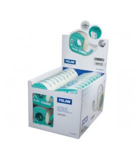 Milan Expositor de 36 Cintas Adhesivas Invisibles con Dispensador - Medidas 19mm x 33m - Color Transparente Mate