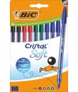 Bic Cristal Soft Pack de 10 Boligrafos de Bola - Punta Media de 1.2mm - Trazo 0.45mm - Escritura mas Fluida - Colores Surtidos