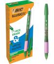 Bic Illusions Boligrafo Borrable - Punta Media de 0.7mm - Grip de Goma - Recargable - Color Verde
