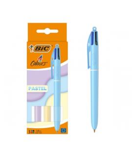 Bic 4 Colours Pastel Pack de 3 Boligrafos de Bola Retractil - Punta Media de 1.0mm - Tinta con Base de Aceite - Cuerpo en Colore