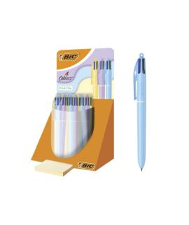 Bic 4 Colours Pastel Expositor con 30 Boligrafos de Bola Retractil - Punta Media de 1.0mm - Tinta con Base de Aceite - Cuerpo en