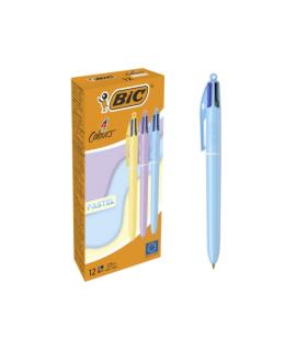 Bic 4 Colours Pastel Boligrafo de Bola Retractil - Punta Media de 1.0mm - Tinta con Base de Aceite - Cuerpo en Colores Pastel - 