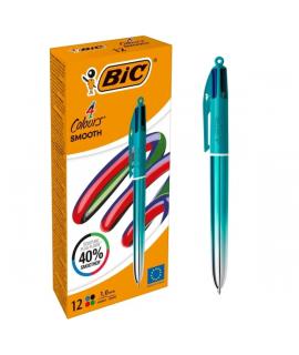 Bic 4 Colours Smooth Gradient Verde Boligrafo de Bola Retractil - Punta Media de 1.0mm - Escritura un 40% mas Suave - 4 Colores