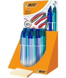 Bic 4 Colours Smooth Gradient Expositor de 30 Boligrafos de Bola Retractil - Punta Media de 1.0mm - Escritura un 40% mas Suave -