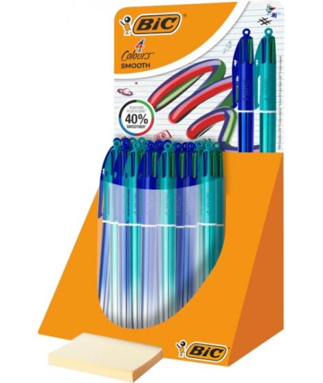 Bic 4 Colours Smooth Gradient Expositor de 30 Boligrafos de Bola Retractil - Punta Media de 1.0mm - Escritura un 40% mas Suave -