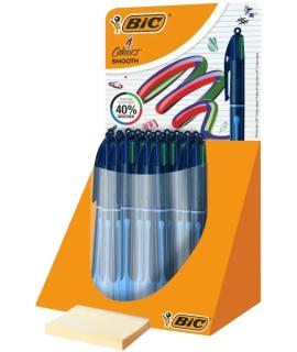Bic 4 Colours Smooth Drop Expositor de 30 Boligrafos de Bola Retractil - Punta Media de 1.0mm - Escritura un 40% mas Suave - 4 C