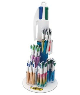 Bic 4 Colours Expositor de 60 Boligrafos de Bola Retractiles - Punta Media de 1.0mm - Tinta con Base de Aceite - 4 Colores - Dis