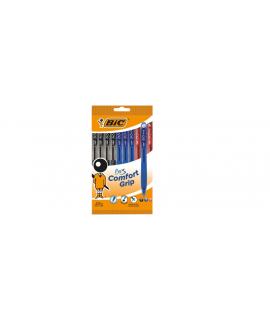 Bic Bu3 Pack de 10 Boligrafos Retractiles - Punta Media de 1mm - Trazo 0.32mm - Grip de Goma - Escritura mas Fluida - Colores Su