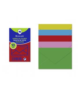 Bismark Pack de 10 Sobres de Papel - Medidas 76x120mm - Colores Surtidos