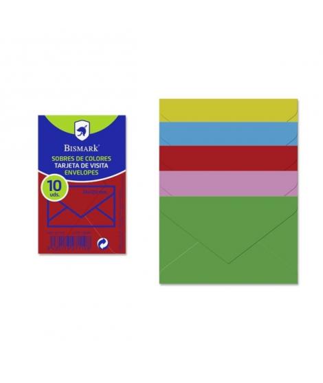 Bismark Pack de 10 Sobres de Papel - Medidas 76x120mm - Colores Surtidos