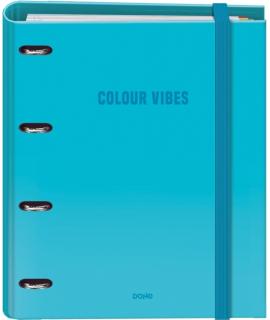 Dohe Colour Vibes Carpeta de 4 Anillas Mixtas de 35mm Recambio 100 Hojas Cuadricula 5mm - Formato A4 - Cierre con Goma - Incluye