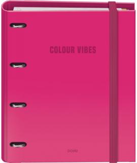 Dohe Colour Vibes Carpeta de 4 Anillas Mixtas de 35mm Recambio 100 Hojas Cuadricula 5mm - Formato A4 - Cierre con Goma - Incluye