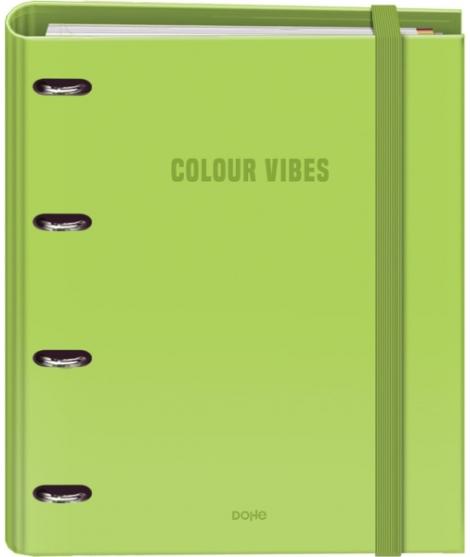 Dohe Colour Vibes Carpeta de 4 Anillas Mixtas de 35mm Recambio 100 Hojas Cuadricula 5mm - Formato A4 - Cierre con Goma - Incluye