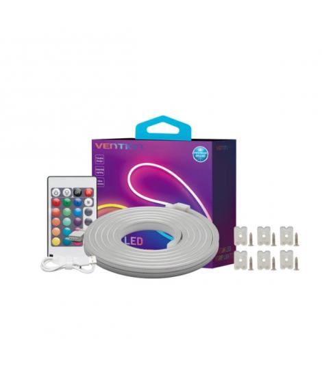 Vention Tira de Luces LED de Neon - Silicona - Control Remoto - USB 5V - 5m - Flexible y Duradera - Resistente al Agua IP65